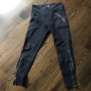 Athleta leggings with faux leather accents